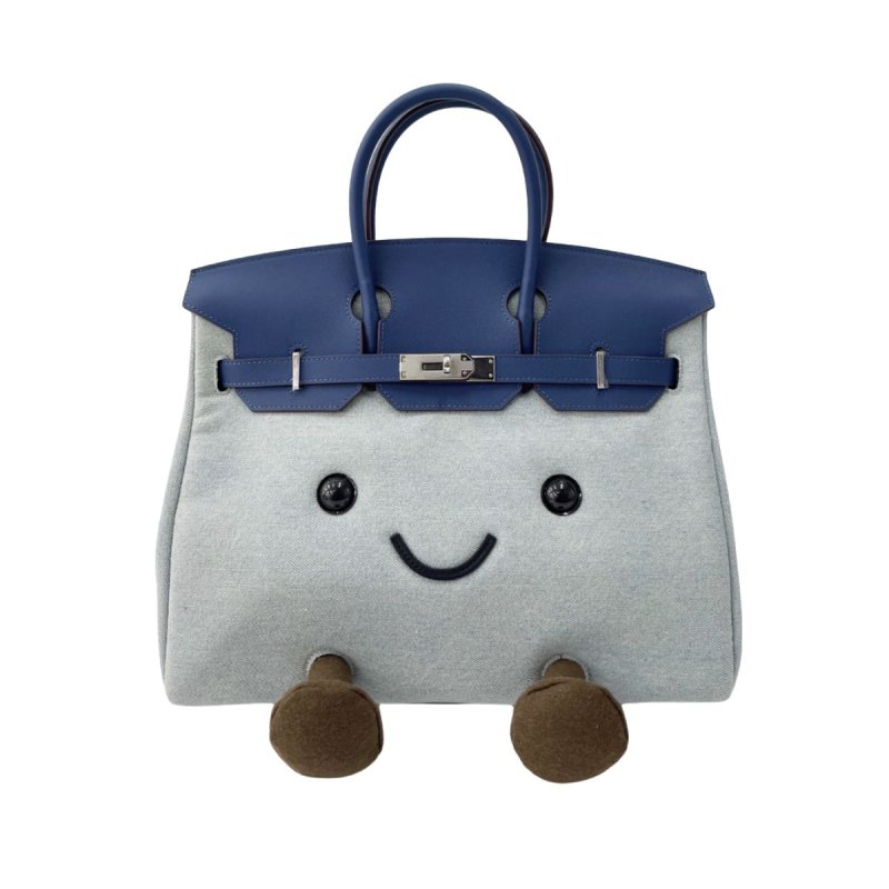 画像1: BK Smile Tote Bag BK M スマイル キャンバス モコモコ トート ぬいぐるみ バッグ (1)