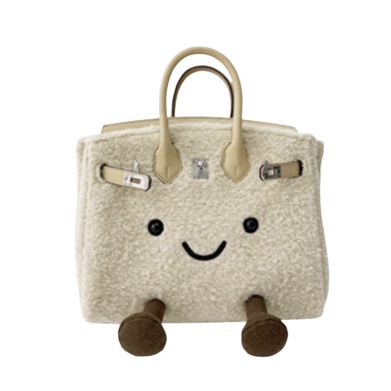 画像1: BK Smile Felt Tote Bag BK M スマイル フェルト モコモコ トート ぬいぐるみ バッグ (1)