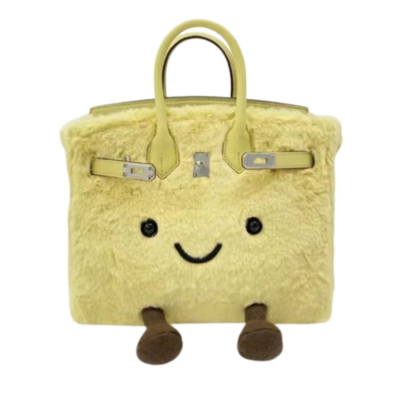 画像4: BK Smile Tote Bag BK M スマイル キャンバス モコモコ トート ぬいぐるみ バッグ (4)