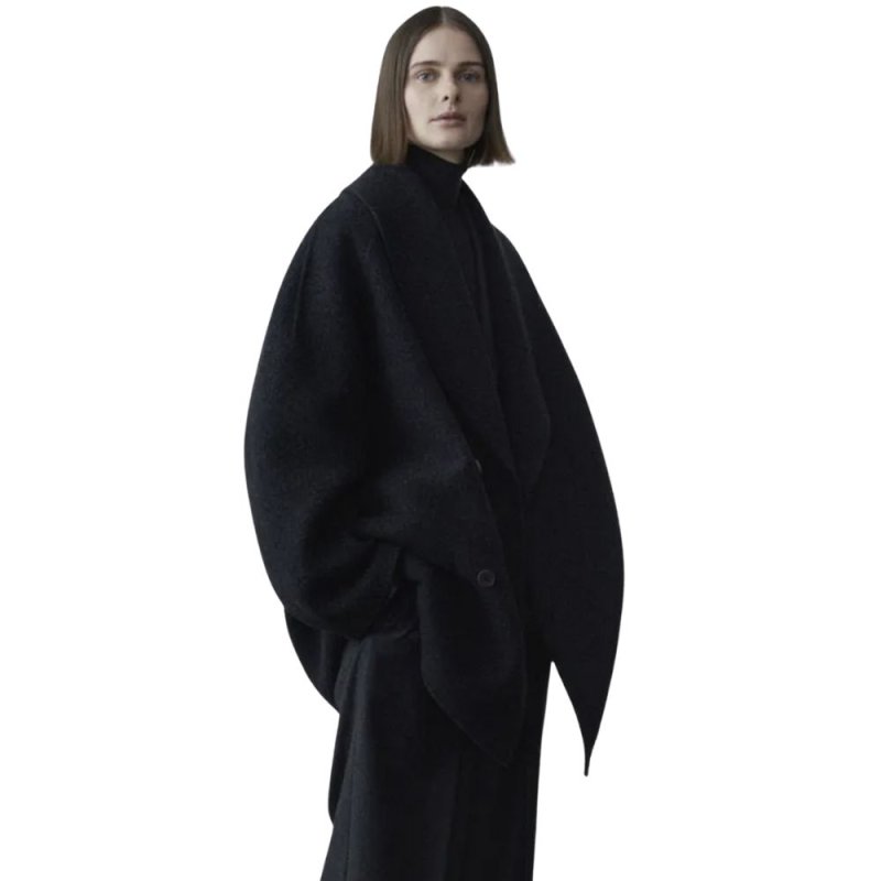 画像3: Shawl collar cashmere and wool blend double-breasted wool coat with a relaxed fit ショールカラー カシミア ウール ブレンド ダブルブレストウールコート ゆったりとしたフィット感 (3)