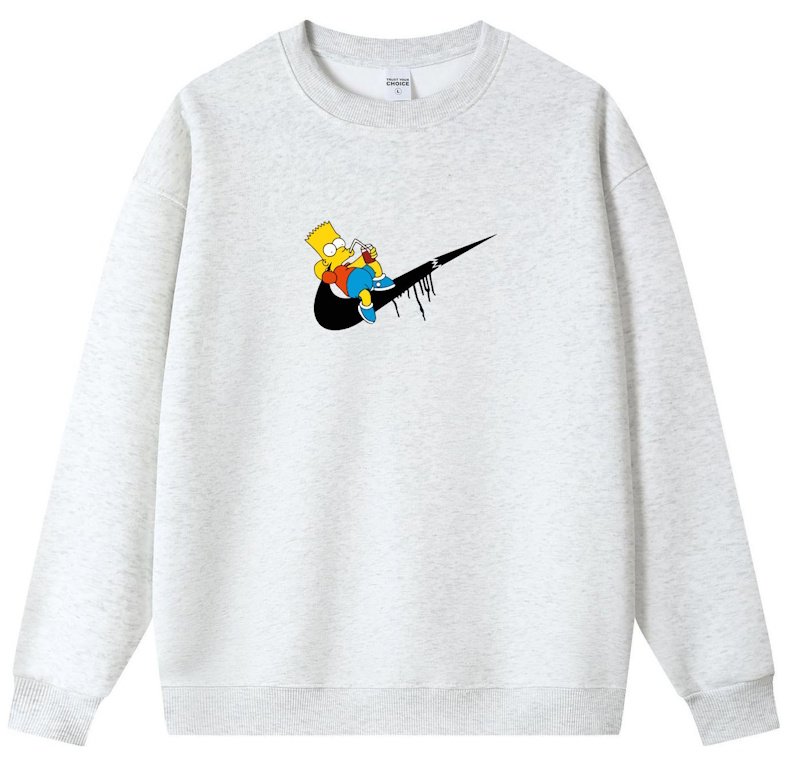 画像1: Unisex Broken Swash x Bart Simpson Crew Neck Sweat shirts ユニセックス 男女兼用ブロークンスウォッシュ×バートシンプソンプリント スウェット トレーナー (1)
