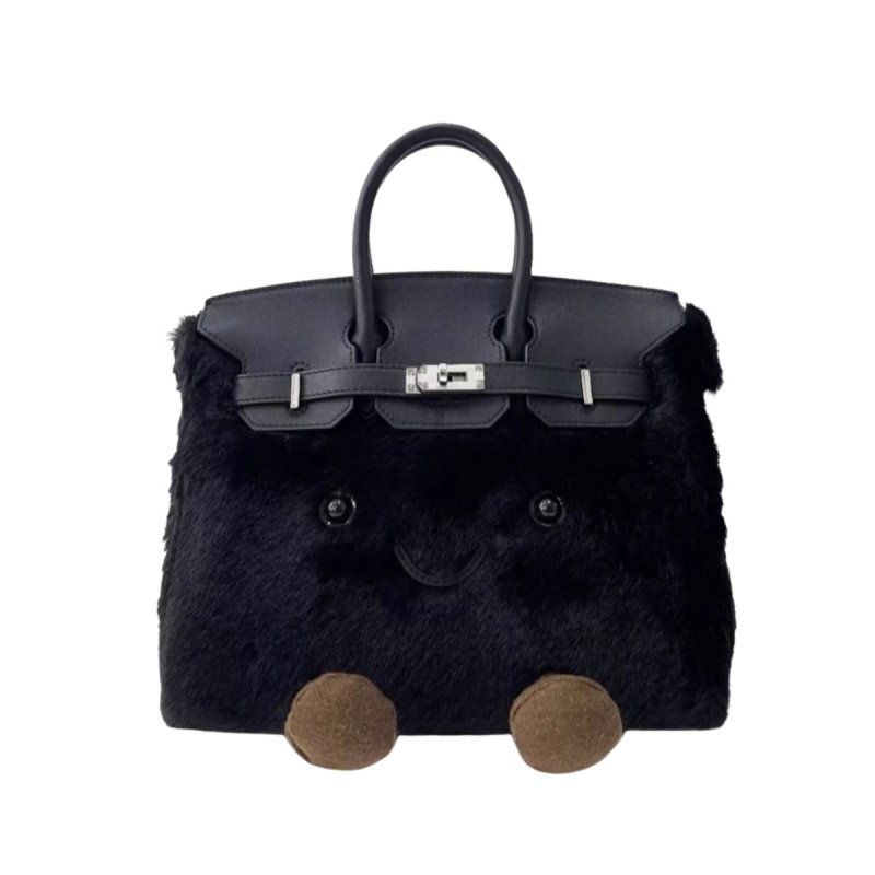 画像6: BK Smile Fur Tote Bag BK M スマイル ファー モコモコ トート ぬいぐるみ バッグ (6)