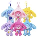 画像1: Care Bears Rabbit Charm カラフル ケアベア  フェイクファーぬいぐるみ マスコットチャーム キーリング (1)