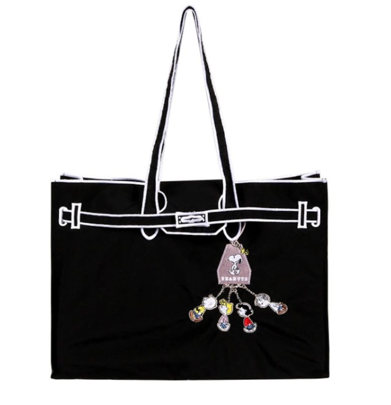 画像1: Snoopy Charm Nylon Tote Shoulder Eco Bag Shopping Bag　スヌーピー チャームナイロン トートショルダーエコバッグ ショッピングバッグ  (1)