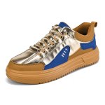 画像2: N11 Men's 2tone explosion models absorption sneaker  shoes  2トーン レースアップ メタリック系 レザー スニーカー　 (2)