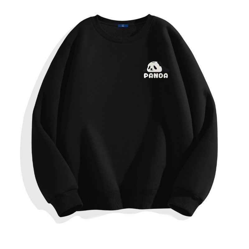 画像2: Unisex One Point Panda Print Round Neck Sweatshirt 男女兼用 ワンポイントパンダプリント スウェット プルオーバー トレーナー (2)