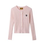画像1: CALL ME BABY  Heart Logo Cable Cardigan ハート ロゴ ケーブルカーディガン 長袖セーター  (1)