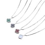 画像3: Clover Stone Shell Necklace 男女兼用 ユニセックス シルバー＆ ゴールド 四つ葉 クローバー 天然貝 ストーン ネックレス (3)