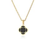 画像1: Clover Stone Shell Necklace 男女兼用 ユニセックス シルバー＆ ゴールド 四つ葉 クローバー 天然貝 ストーン ネックレス (1)