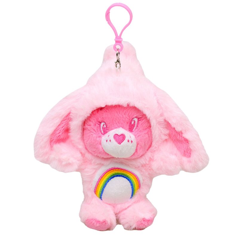 画像2: Care Bears Rabbit Charm カラフル ケアベア  フェイクファーぬいぐるみ マスコットチャーム キーリング (2)