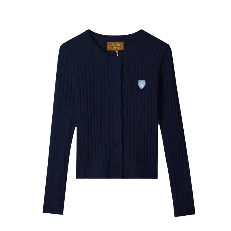 画像3: CALL ME BABY  Heart Logo Cable Cardigan ハート ロゴ ケーブルカーディガン 長袖セーター  (3)