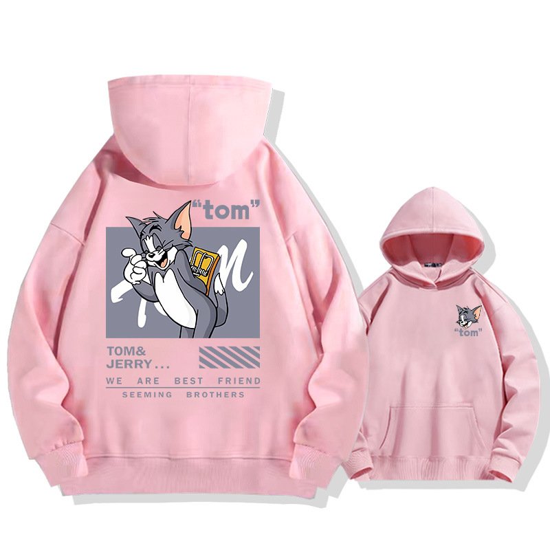 画像13: Tom & Jerry Angry Jerry & Mischievous Tom Print Long sleeves Hoodie 　トム&ジェリー 怒りのジェリー＆いたずらトムプリントフーディ  パーカー バンド (13)