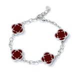 画像4: Silver Clover Stone Shell Bracelet 男女兼用 ユニセックス シルバー 四つ葉 クローバー 天然貝 ストーン ブレスレット (4)