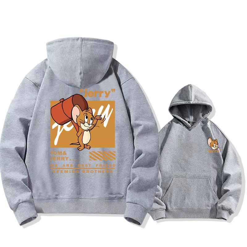 画像6: Tom & Jerry Angry Jerry & Mischievous Tom Print Long sleeves Hoodie 　トム&ジェリー 怒りのジェリー＆いたずらトムプリントフーディ  パーカー バンド (6)