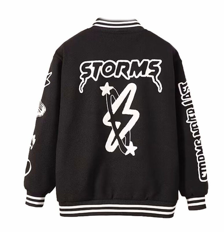 画像3: American style embroidered PU leather sleeve stadium jacketBaseball Jacket Coat blouson ユニセックス 男女兼用 アメリカンレトロ刺繍PUレザースリーブ スタジャン ジャケットブルゾン (3)