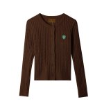 画像4: CALL ME BABY  Heart Logo Cable Cardigan ハート ロゴ ケーブルカーディガン 長袖セーター  (4)