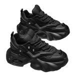 画像1: Men's platform lace-up sneakers with tire outsole Korean Y2K style メンズ  厚底 レースアップ 厚底 タイヤアウトソール スニーカー 韓国 Y2K ダットスニーカー (1)