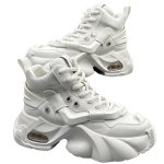 画像4: Men's platform lace-up sneakers with tire outsole Korean Y2K style メンズ  厚底 レースアップ 厚底 タイヤアウトソール スニーカー 韓国 Y2K ダットスニーカー (4)