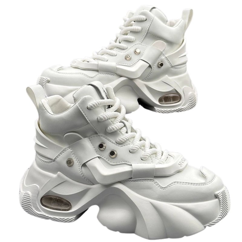 画像4: Men's platform lace-up sneakers with tire outsole Korean Y2K style メンズ  厚底 レースアップ 厚底 タイヤアウトソール スニーカー 韓国 Y2K ダットスニーカー (4)