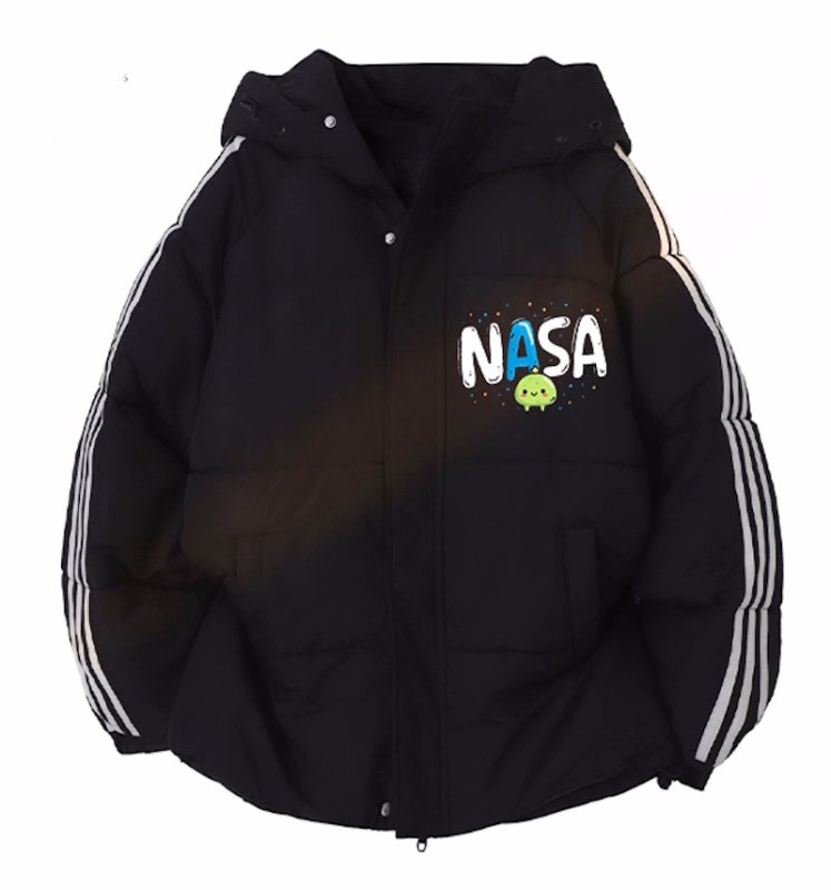 画像2: NASA x Mascot 3-Line Down Jacket blouson ユニセックス男女兼用  ナサ ×マスコットプリント3本ラインダウンジャケット ジャンパー (2)