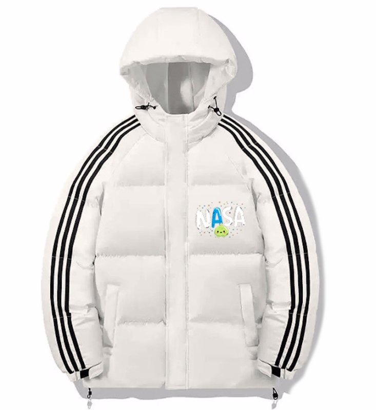 画像1: NASA x Mascot 3-Line Down Jacket blouson ユニセックス男女兼用  ナサ ×マスコットプリント3本ラインダウンジャケット ジャンパー (1)