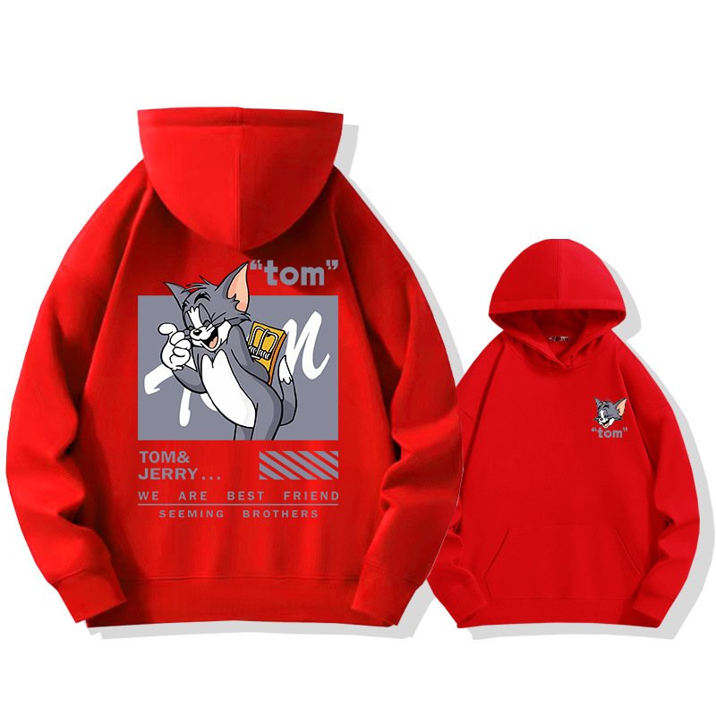 画像14: Tom & Jerry Angry Jerry & Mischievous Tom Print Long sleeves Hoodie 　トム&ジェリー 怒りのジェリー＆いたずらトムプリントフーディ  パーカー バンド (14)