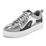 画像1: N11 Men's 2tone explosion models absorption sneaker  shoes  2トーン レースアップ メタリック系 レザー スニーカー　 (1)
