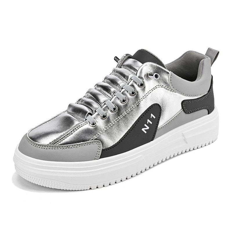 画像1: N11 Men's 2tone explosion models absorption sneaker  shoes  2トーン レースアップ メタリック系 レザー スニーカー　 (1)