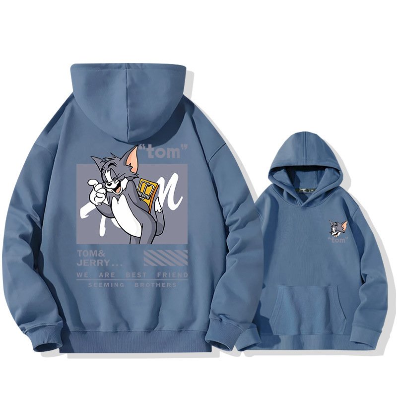 画像17: Tom & Jerry Angry Jerry & Mischievous Tom Print Long sleeves Hoodie 　トム&ジェリー 怒りのジェリー＆いたずらトムプリントフーディ  パーカー バンド (17)