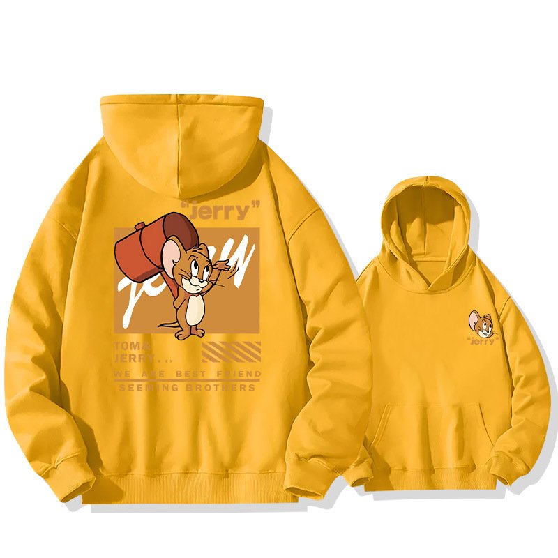 画像3: Tom & Jerry Angry Jerry & Mischievous Tom Print Long sleeves Hoodie 　トム&ジェリー 怒りのジェリー＆いたずらトムプリントフーディ  パーカー バンド (3)