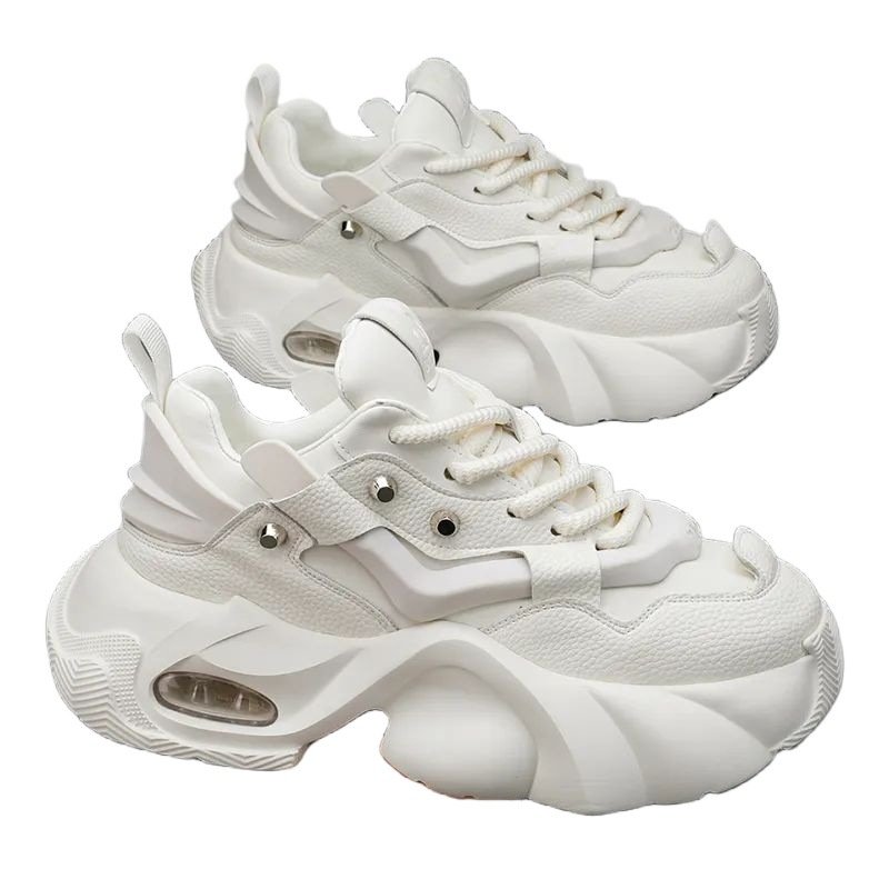 画像2: Men's platform lace-up sneakers with tire outsole Korean Y2K style メンズ  厚底 レースアップ 厚底 タイヤアウトソール スニーカー 韓国 Y2K ダットスニーカー (2)