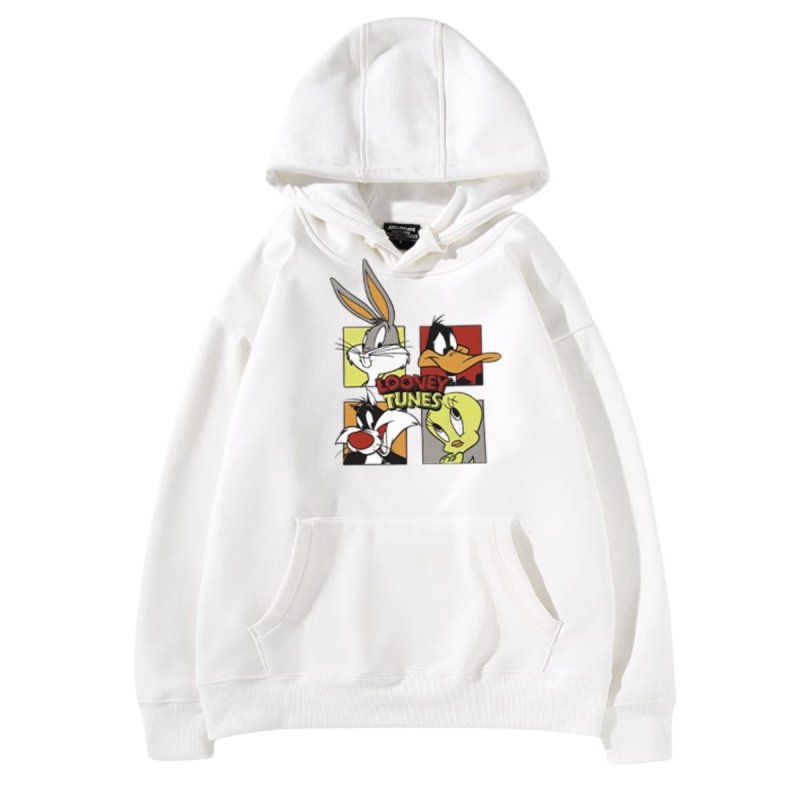 画像2: Bugs Bunny & Looney Tunes Tweety hoodie sweatユニセックス 男女兼用バックスバニー＆ルーニー・テューンズ ボックス プリント スウェットパーカー (2)