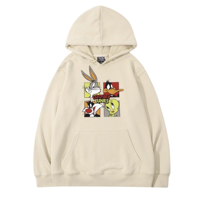 画像9: Bugs Bunny & Looney Tunes Tweety hoodie sweatユニセックス 男女兼用バックスバニー＆ルーニー・テューンズ ボックス プリント スウェットパーカー (9)