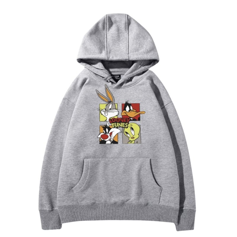 画像1: Bugs Bunny & Looney Tunes Tweety hoodie sweatユニセックス 男女兼用バックスバニー＆ルーニー・テューンズ ボックス プリント スウェットパーカー (1)