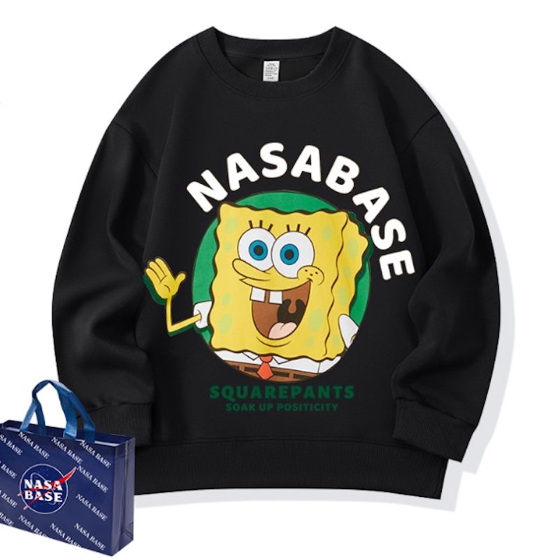 画像2: Unisex Spongebob x Nasabase Print  Round Neck Sweatshirt 男女兼用スポンジボブ×ナサベースプリント スウェット プルオーバー トレーナー (2)