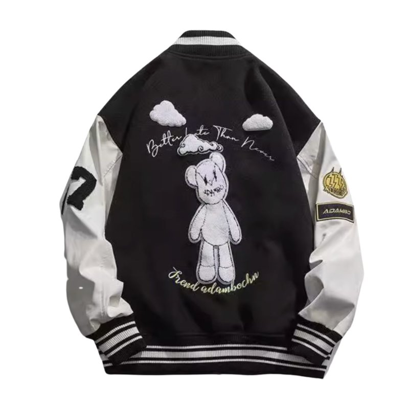 画像1: kaws bear BASEBALL JACKET baseball uniform jacket blouson  ユニセックス 男女兼用カウズベアプリントコットンスタジアムジャンパー スタジャン MA-1 ボンバー ジャケット ブルゾン (1)