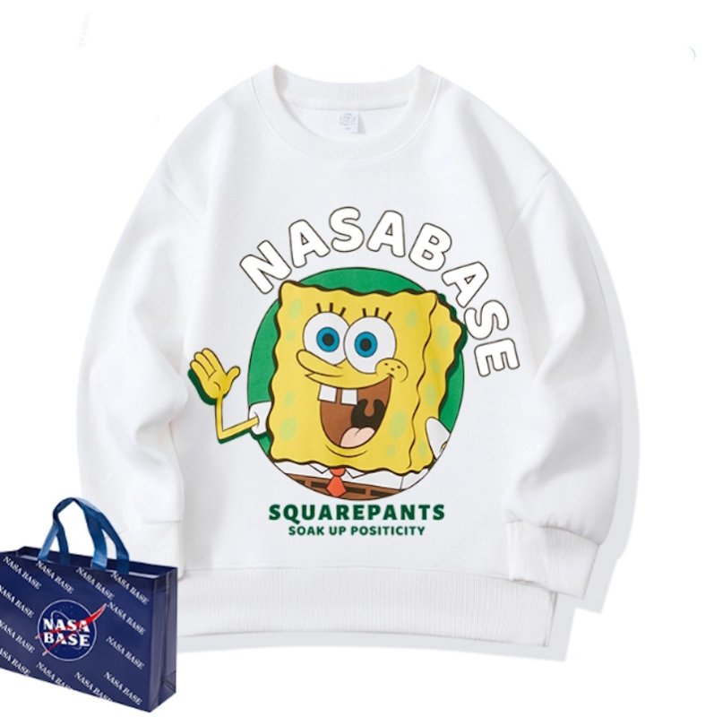画像1: Unisex Spongebob x Nasabase Print  Round Neck Sweatshirt 男女兼用スポンジボブ×ナサベースプリント スウェット プルオーバー トレーナー (1)