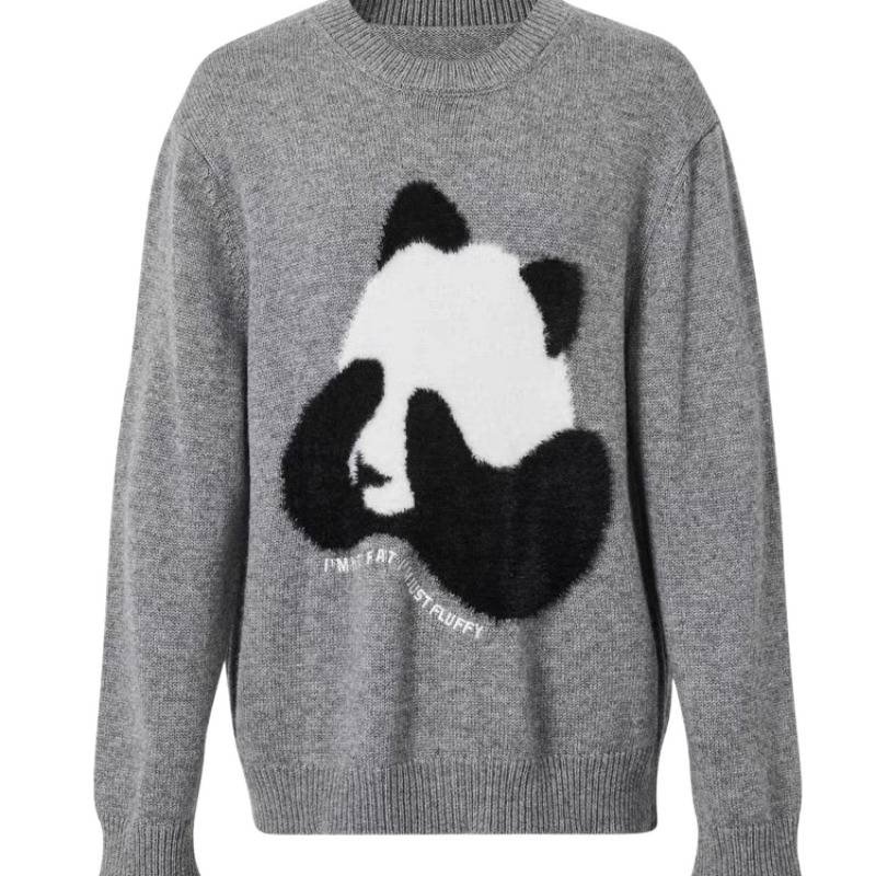 画像2: Panda knitted round neck sweater　パンダ編み込みラウンドネック長袖セーター  (2)