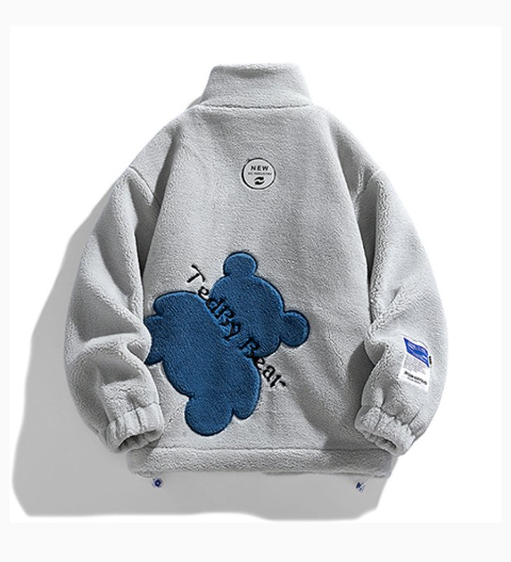 画像5: Teddy Bear Wool Zip-Up Jacket Coat blouson ユニセックス男女兼用  テディーベア熊ジップアップジャケット ジャンパーコート (5)