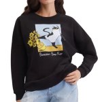 画像1: Unisex Kick Cat & Sunflower Print Round Neck Sweatshirt 男女兼用 キックキャット＆ひまわりプリントスウェット プルオーバー トレーナー (1)