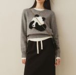 画像4: Panda knitted round neck sweater　パンダ編み込みラウンドネック長袖セーター  (4)
