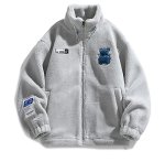 画像3: Teddy Bear Wool Zip-Up Jacket Coat blouson ユニセックス男女兼用  テディーベア熊ジップアップジャケット ジャンパーコート (3)