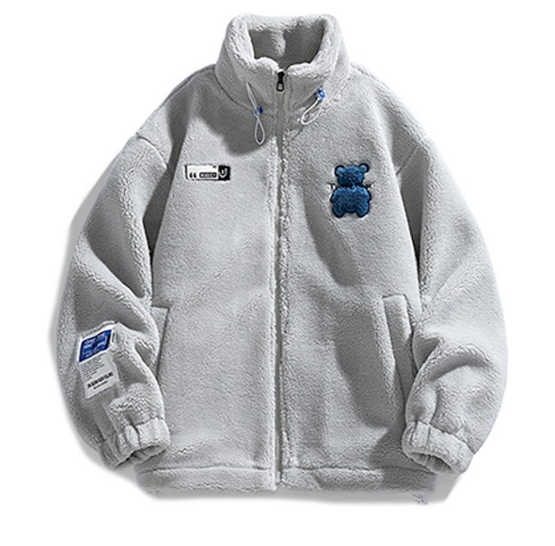 画像3: Teddy Bear Wool Zip-Up Jacket Coat blouson ユニセックス男女兼用  テディーベア熊ジップアップジャケット ジャンパーコート (3)