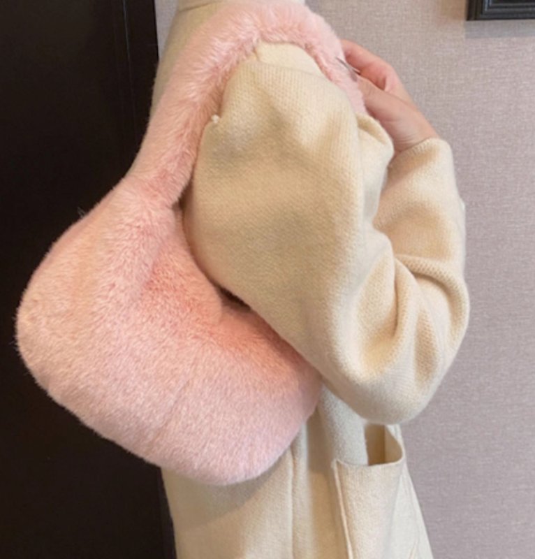 画像8: Eco-fur faux fur half moon hobo  tote shoulder bag　エコファーフェイクファーハーフムーンホーボートートショルダーバッグ (8)