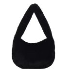 画像3: Eco-fur faux fur half moon hobo  tote shoulder bag　エコファーフェイクファーハーフムーンホーボートートショルダーバッグ (3)