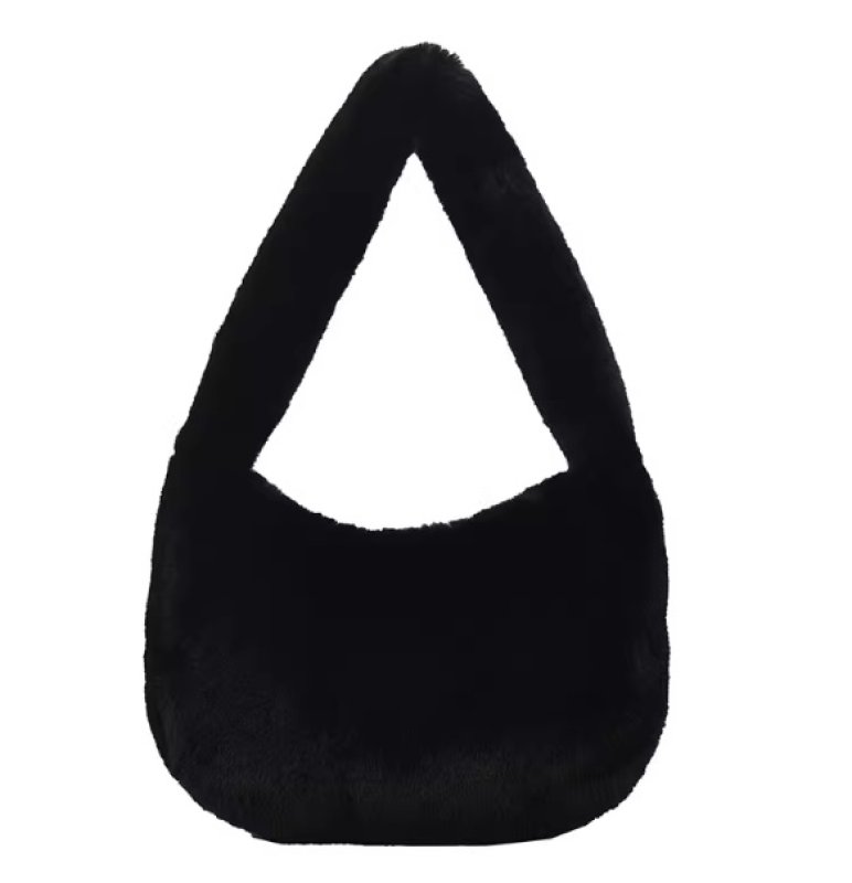 画像3: Eco-fur faux fur half moon hobo  tote shoulder bag　エコファーフェイクファーハーフムーンホーボートートショルダーバッグ (3)