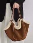 画像3: Suede fur trimmed tote shoulder bag　スエードシープスキンファートリミングトートショルダーバッグ (3)