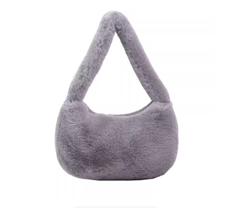 画像4: Eco-fur faux fur half moon hobo  tote shoulder bag　エコファーフェイクファーハーフムーンホーボートートショルダーバッグ (4)