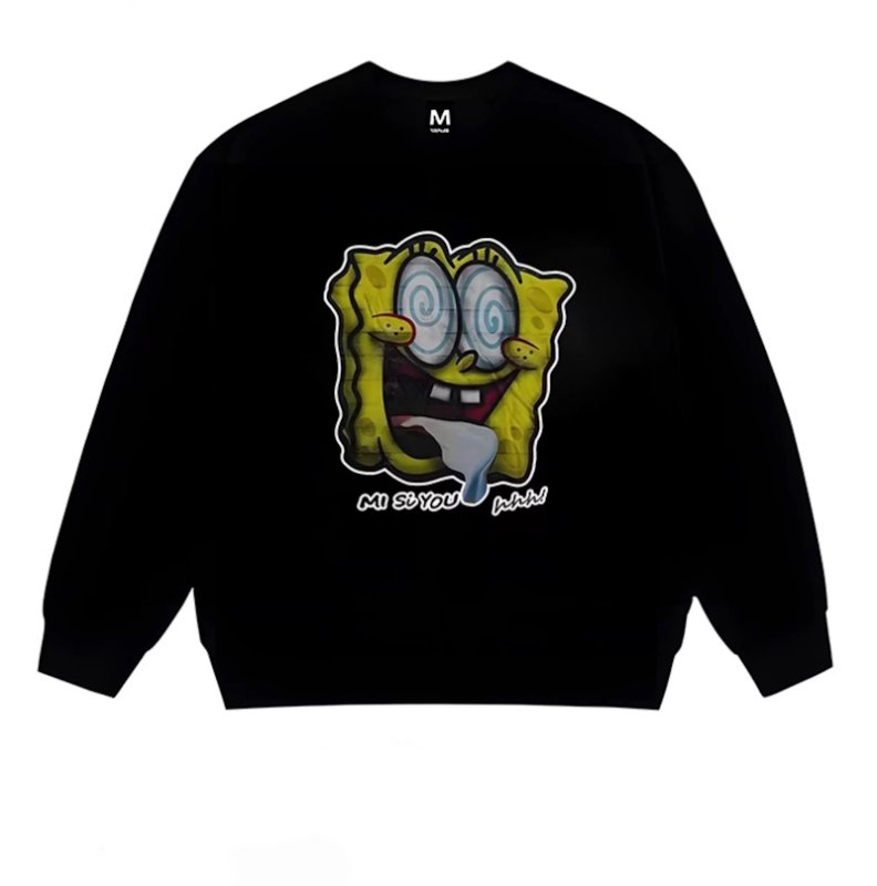 画像5: Unisex Spongebob Abstract Art Print Round Neck Sweatshirt 男女兼用スポンジボブアブストラクトアートプリント スウェット プルオーバー トレーナー (5)