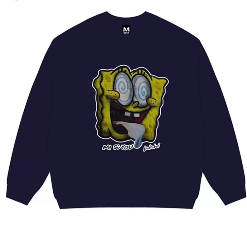 画像2: Unisex Spongebob Abstract Art Print Round Neck Sweatshirt 男女兼用スポンジボブアブストラクトアートプリント スウェット プルオーバー トレーナー (2)